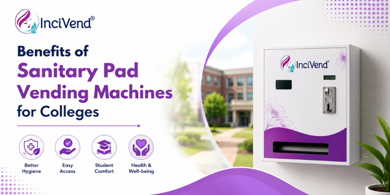 Benefits of Sanitary Pad Vending Machines for Colleges featuring an Incivend sanitary napkin vending machine for improved campus hygiene and accessibility.