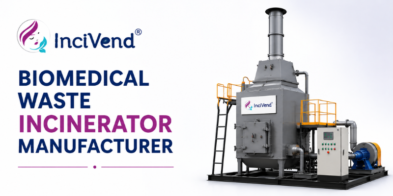 Biomedical Waste Incinerator Manufacturer by Incivend featuring an advanced industrial waste incineration system for healthcare waste disposal.