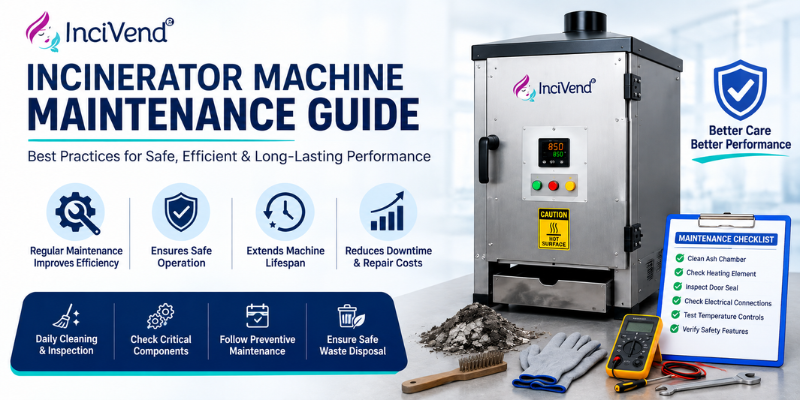 Incivend Incinerator Machine Maintenance Guide with maintenance checklist and safety tips.